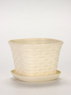 Кашпо для цветов «Ротанг», 2.3 л, 17.8×17.8×13.2 см, пластиковое, с поддоном, бежевое - фото 68977977