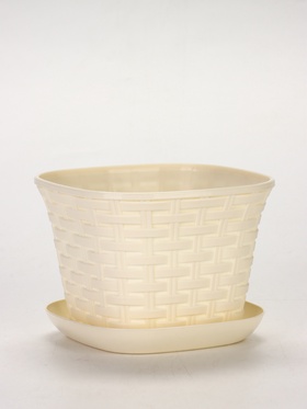 Кашпо для цветов «Ротанг», 2.3 л, 17.8×17.8×13.2 см, пластиковое, с поддоном, бежевое