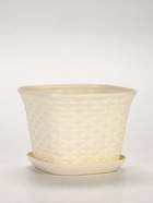 Кашпо для цветов «Ротанг», 4.6 л, 22.4×22.4×16.5 см, пластиковое, с поддоном, бежевое - фото 68977979