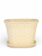 Кашпо для цветов «Ротанг», 4.6 л, 22.4×22.4×16.5 см, пластиковое, с поддоном, бежевое - Фото 2