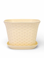 Кашпо для цветов «Ротанг», 9.1 л, 27.5×27.5×20.5 см, пластиковое, с поддоном, бежевое - Фото 2