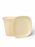 Кашпо для цветов «Ротанг», 9.1 л, 27.5×27.5×20.5 см, пластиковое, с поддоном, бежевое - Фото 4