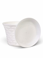 Кашпо для цветов «Ротанг», 1.1 л, d=14.5 см, h=10.5 см, пластиковое, с поддоном, белое - Фото 3