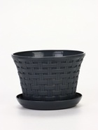 Кашпо для цветов «Ротанг», 1.1 л, d=14.5 см, h=10.5 см, пластиковое, с поддоном, серое - фото 68977983