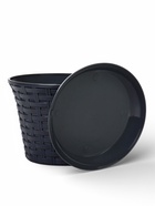 Кашпо для цветов «Ротанг», 2.1 л, d=18 см, h=13.2 см, пластиковое, с поддоном, серое - Фото 3