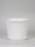 Кашпо для цветов «Ротанг», 8 л, d=27.5 см, h=20.5 см, пластиковое, с поддоном, белое - фото 68977992