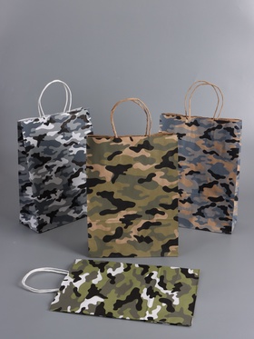 Пакеты подарочные крафт «23 Февраля», камуфляж, 24×10.5×32 см, набор 4 шт.