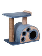 Комплекс для кошек «Лапка», 60×38×60 см, d=10 см, домик, лежанка, голубой 10980364
