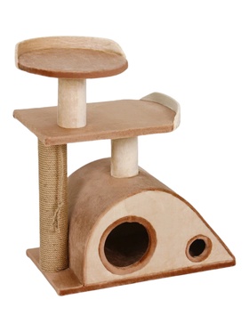 Комплекс для кошек «Мышка», 82×38×62 см, d=10 см, домик, лежанка, бежевый 10980367