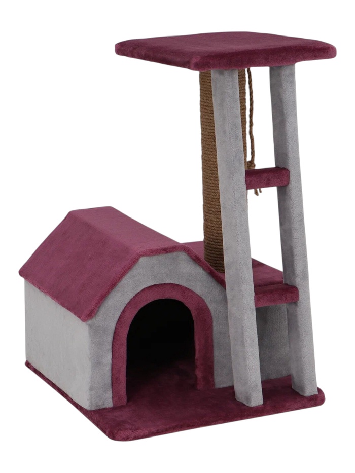 Комплекс для кошек «Сказка», 50×45×70 см, d=10 см, домик, лестница, площадка, розовый - Фото 1