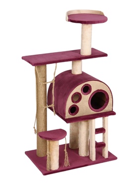 Комплекс для кошек «Фантазия», 72×46×120 см, d=10 см, дом-лапка, лестница, лежанка, розовый 10980374