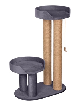 Когтеточка «Дзета», 60×35×89 см, d=10 см, джут, серая 10980378