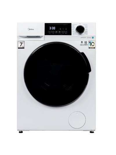 Стиральная машина Midea MFC3712BSW40/W, класс А, 1200 об/мин, 7 кг, 15 программ, белая