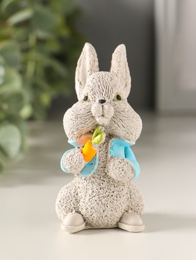 Фигурка гипс «Кролик с морковкой», 7×5×4 см, серый  (артикул 10982506)  большой выбор товаров оптом и в розницу по низким ценам с доставкой