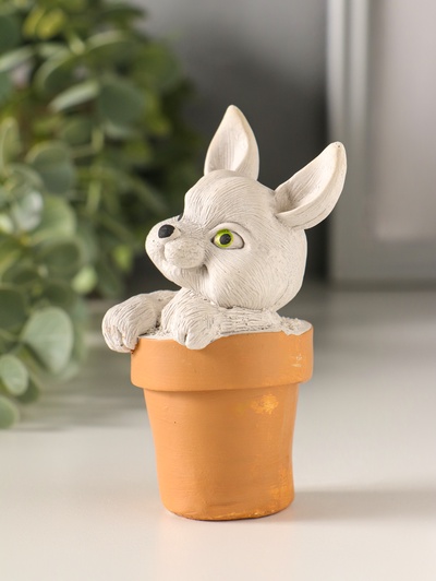 Фигурка гипс «Кролик в горшке», 9×5 см, цветной