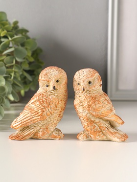 Набор фигурок 2 шт. «Два совенка», 8×8 см, бежевый  (артикул 10982523)  большой выбор товаров оптом и в розницу по низким ценам с доставкой