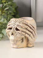 Подсвечник на 1 свечу «Череп с орнаментом», 7×8 см, бежевый - Фото 4