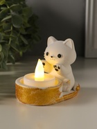 Подсвечник на 1 свечу «Котик», 8.5×7×5.5 см, белый с росписью - Фото 1