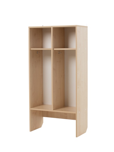 УЦЕНКА Шкаф для детского сада 2 секции с нишей под скамью Скандинавия, 648х320х1300, Клен Танзау/Сер