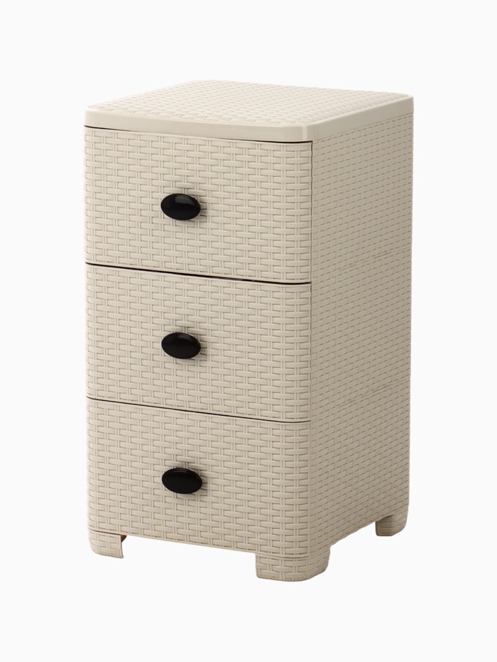УЦЕНКА Комод 3-х секционный 37.5×36×63 см «Плетенка», цвет слоновая кость - Фото 1