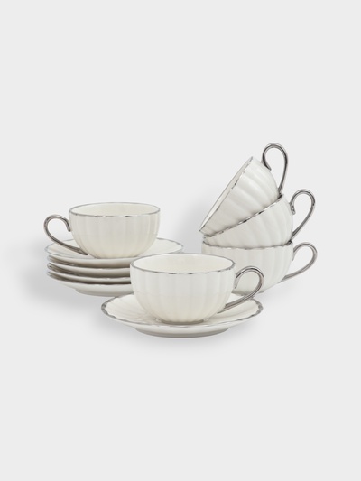 УЦЕНКА Чайный сервиз SL Home «Гарда», 5 шт., чашек 200 мл, 5 шт., блюдец d=15 см, белый с серебром