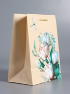 Пакет подарочный ламинированный «Стрекоза», пудровый, 18×22.3×10 см - фото 68978626