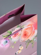 Пакет подарочный ламинированный, «Танец бабочки», пурпурный, 18×22.3×10 см - фото 68978645