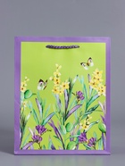 Пакет подарочный ламинированный, «Цветочное поле», сиреневый с зелёным, 18×22.3×10 см - фото 68978648