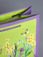 Пакет подарочный ламинированный, «Цветочное поле», сиреневый с зелёным, 18×22.3×10 см - фото 68978651