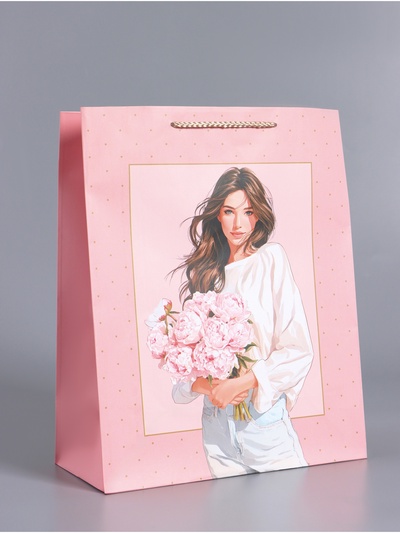 Пакет подарочный ламинированный «Каждое мгновенье-счастье», розовый, 26×12×32 см