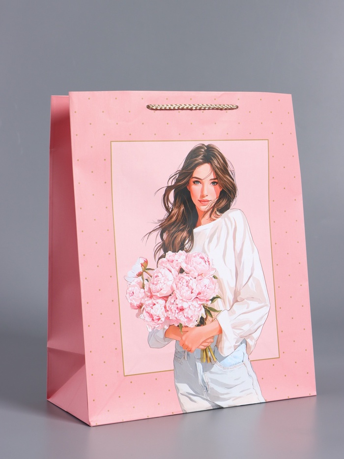 Пакет подарочный ламинированный «Каждое мгновенье-счастье», розовый, 26×12×32 см - Фото 1