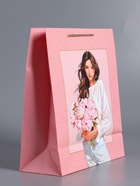 Пакет подарочный ламинированный «Каждое мгновенье-счастье», розовый, 26×12×32 см - фото 68978656