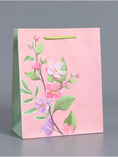 Пакет подарочный ламинированный «Нежный комплимент», розовый, 18×22.3×10 см