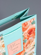 Пакет подарочный ламинированный «Цвети каждый день», бирюзовый с розовым, 18×22.3×10 см - фото 68978687