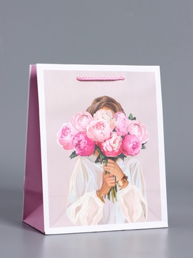 Пакет подарочный ламинированный «Момент для себя», пыльная роза, 18×22.3×10 см
