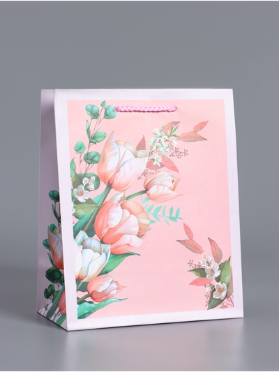 Пакет подарочный ламинированный «С любовью для неё», нежно розовый, 18×22.3×10 см