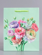 Пакет подарочный ламинированный «Весенний букет», мятный, 18×22.3×10 см - фото 68978738