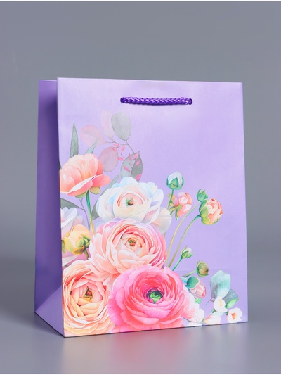 Пакет подарочный ламинированный «Нежность без слов», сиреневый, 18×22.3×10 см