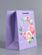 Пакет подарочный ламинированный «Цветочная симфония», сиреневый, 18×22.3×10 см - фото 68978752