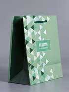 Пакет подарочный ламинированный «Радости и позитива», зелёный, 18×22.3×10 см - фото 68978788