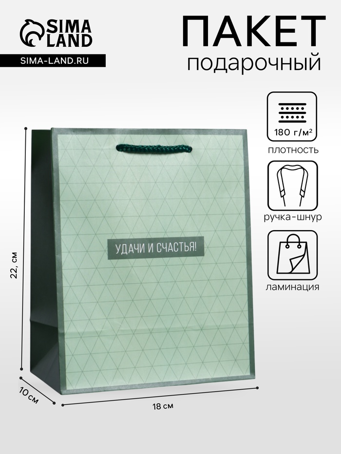 Пакет подарочный ламинированный «Минимализм в деталях», травяной, 18×22.3×10 см - Фото 1