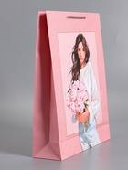 Пакет подарочный ламинированный «Букет радости», розовый, 33×42.5×10 см - фото 68978812