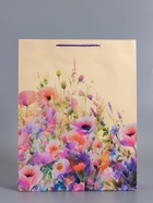 Пакет подарочный ламинированный «Полевые цветы», персиковый с розовым, 33×42.5×10 см - фото 68978816