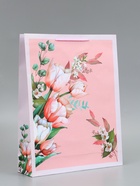 Пакет подарочный ламинированный «Полевые цветы», персиковый с розовым, МИКС, 33×42.5×10 см - Фото 15