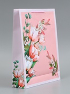 Пакет подарочный ламинированный «Полевые цветы», персиковый с розовым, МИКС, 33×42.5×10 см - Фото 18
