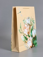 Пакет подарочный ламинированный «Стрекоза», пудровый, 33×42.5×10 см - фото 68978824