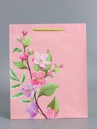 Пакет подарочный ламинированный «Нежный комплимент», розово - травяной, 26×12×32 см - фото 68978834