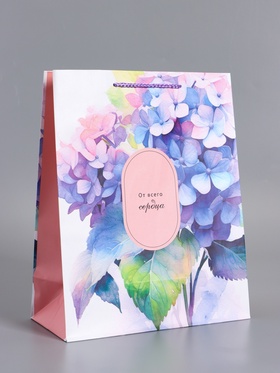 Пакет подарочный ламинированный «Цветочные мелодии», розово - сиреневый, 26×12×32 см