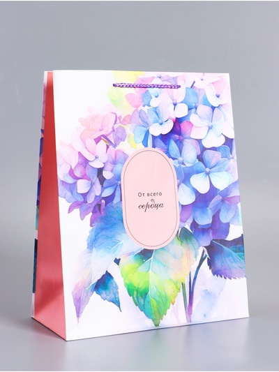 Пакет подарочный ламинированный «Цветочные мелодии», розово - сиреневый, 26×12×32 см