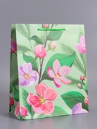 Пакет подарочный ламинированный «Весеннее признание», зелёный, 26×12×32 см - фото 68978845